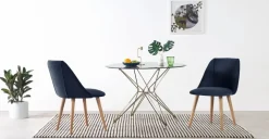 Juego de 2 sillas de comedor Lule – Terciopelo azul real y roble