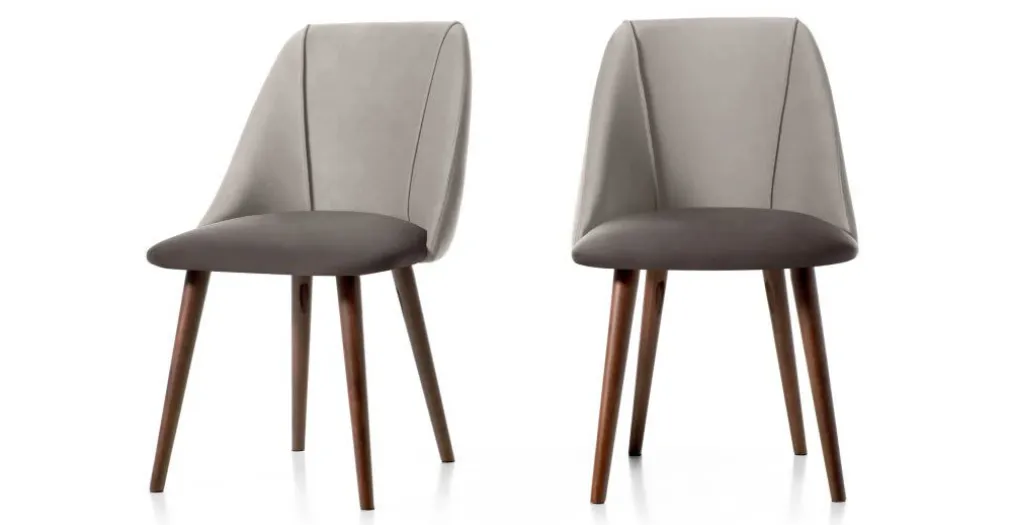 Juego de 2 sillas de comedor Lule – Terciopelo gris claro y gris oscuro