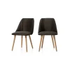 Juego de 2 sillas de comedor Lule – Terciopelo gris nutria y roble