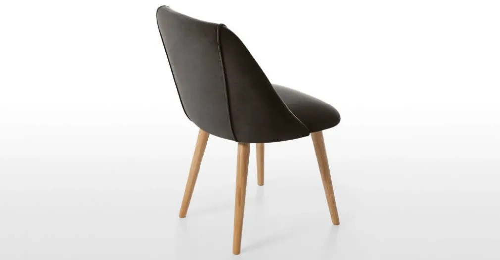 Juego de 2 sillas de comedor Lule – Terciopelo gris nutria y roble