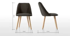 Juego de 2 sillas de comedor Lule – Terciopelo gris nutria y roble
