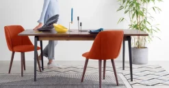 Juego de 2 sillas de comedor Lule – Terciopelo naranja llama