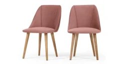 Juego de 2 sillas de comedor Lule – Terciopelo rosa palo