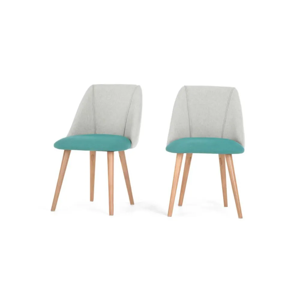 Juego de 2 sillas de comedor Lule – Verde esmeralda y gris granizo