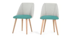 Juego de 2 sillas de comedor Lule – Verde esmeralda y gris granizo