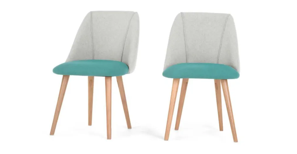 Juego de 2 sillas de comedor Lule – Verde esmeralda y gris granizo