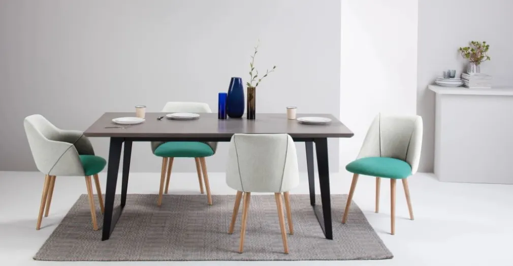 Juego de 2 sillas de comedor Lule – Verde esmeralda y gris granizo
