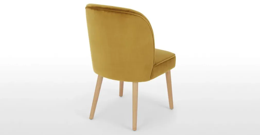 Juego de 2 sillas de comedor Margot – Terciopelo dorado vintage y madera clara