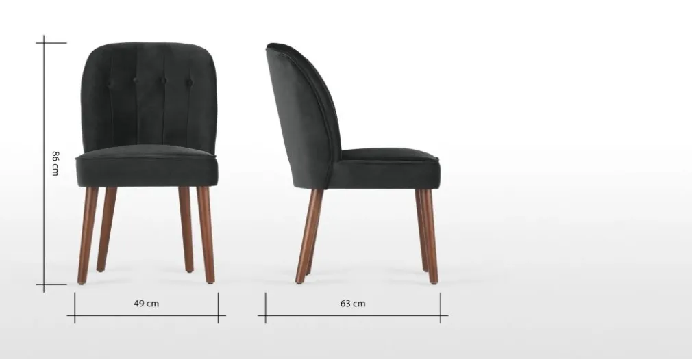 Juego de 2 sillas de comedor Margot – Terciopelo gris medianoche