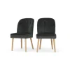 Juego de 2 sillas de comedor Margot – Terciopelo gris medianoche y madera clara
