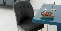 Juego de 2 sillas de comedor Margot – Terciopelo gris medianoche y madera clara
