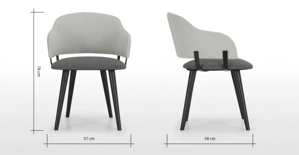 Juego de 2 sillas de comedor Nielson – Gris marga y granizo