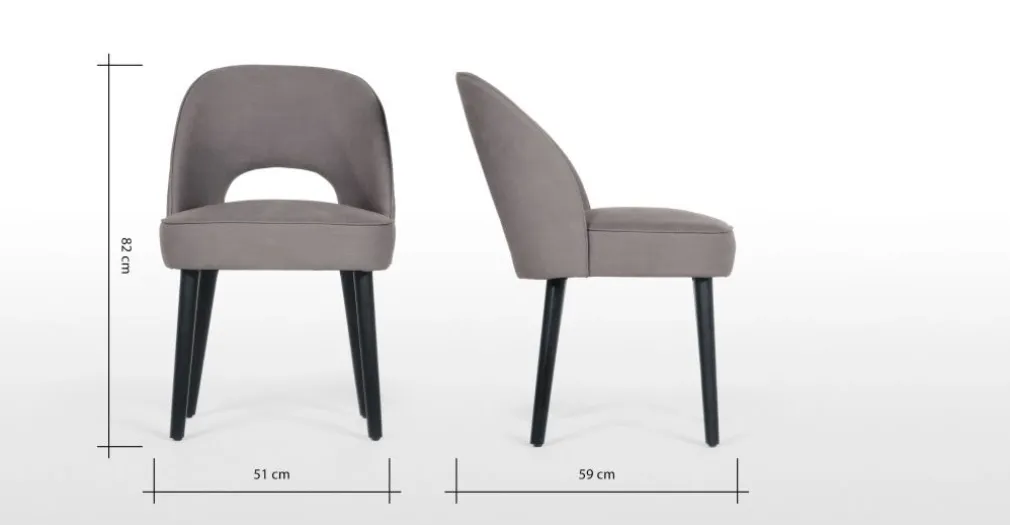 Juego de 2 sillas de comedor Rory – Gris grafito