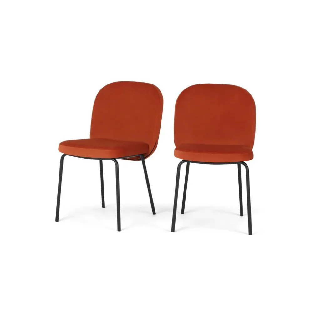 Juego de 2 sillas de comedor Safia – Terciopelo naranja llama