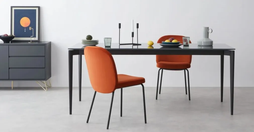 Juego de 2 sillas de comedor Safia – Terciopelo naranja llama