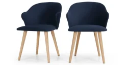 Juego de 2 sillas de comedor Sigrid – Terciopelo azul real y roble