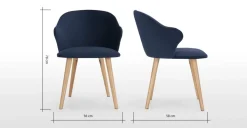 Juego de 2 sillas de comedor Sigrid – Terciopelo azul real y roble