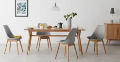 Juego de 2 sillas de comedor Thelma – Roble y tejido gris tonal
