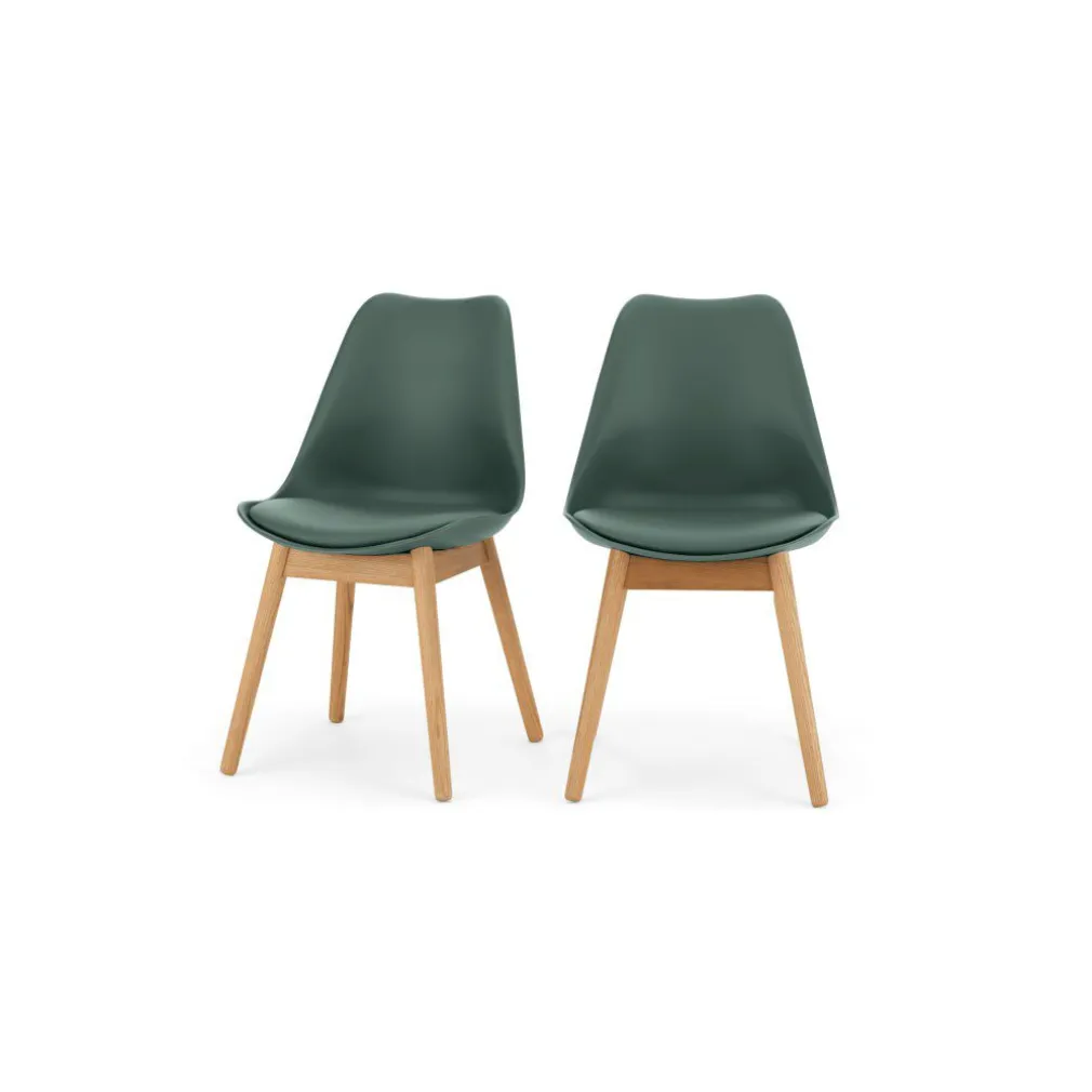 Juego de 2 sillas de comedor Thelma – Roble y verde