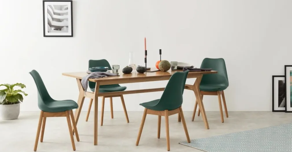 Juego de 2 sillas de comedor Thelma – Roble y verde