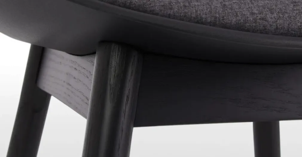 Juego de 2 sillas de comedor Thelma – Tejido negro y gris