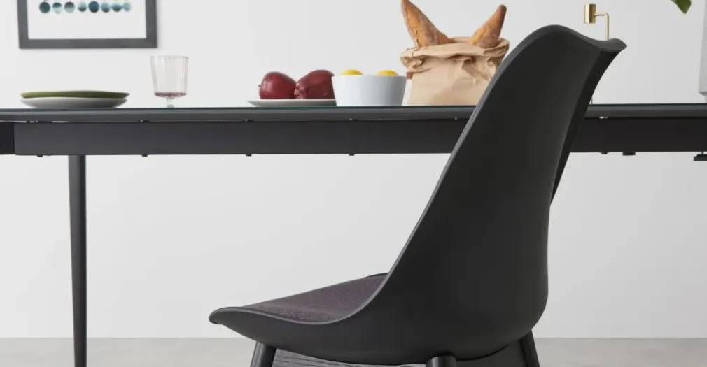 Juego de 2 sillas de comedor Thelma – Tejido negro y gris