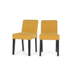 Juego de 2 sillas de comedor Wilton – Amarillo yema y abedul negro