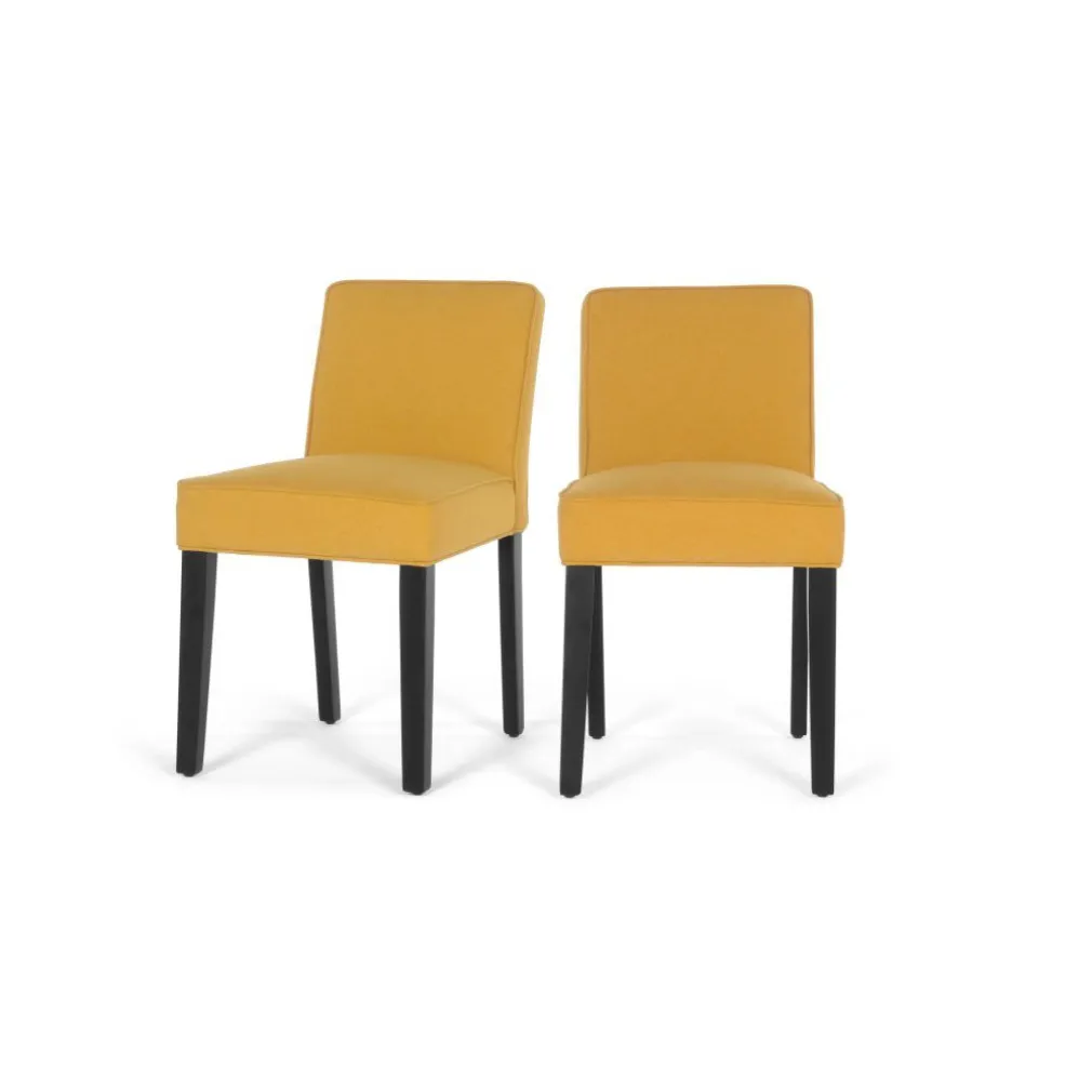 Juego de 2 sillas de comedor Wilton – Amarillo yema y abedul negro