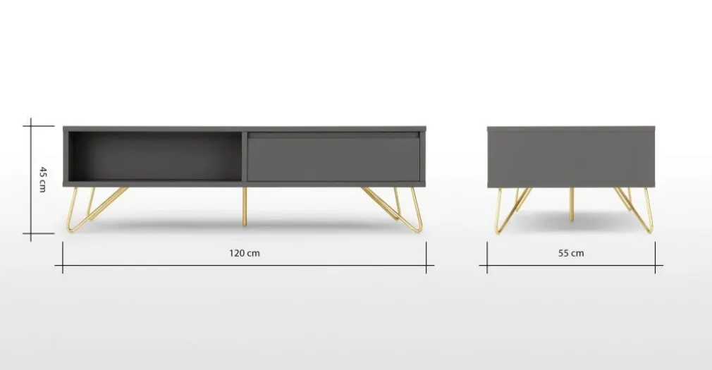 Mesa de Centro Elona – Gris Carbón y Metal
