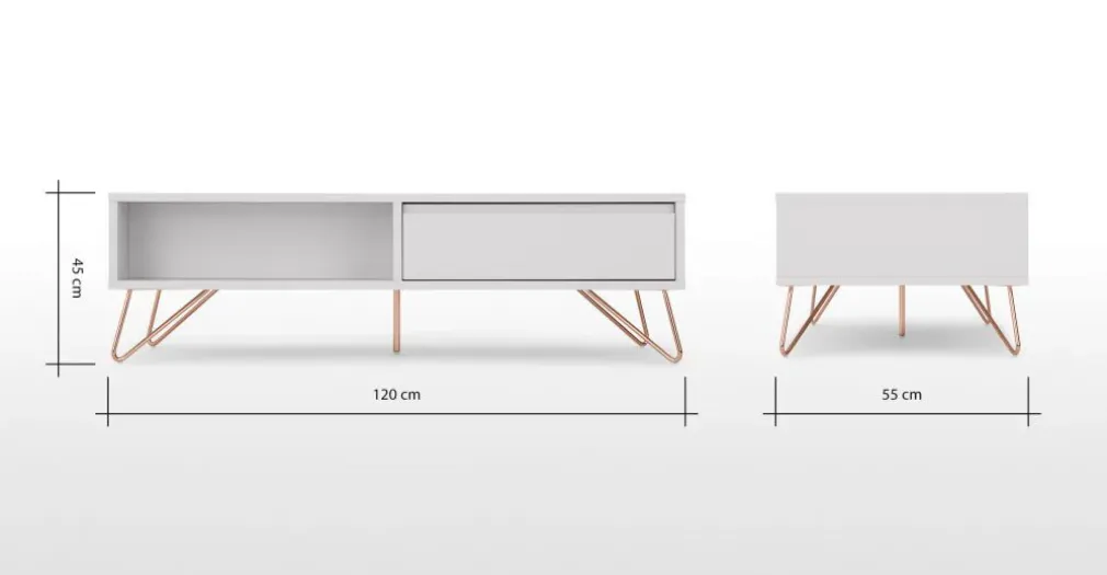 Mesa de Centro Elona – Gris Claro y Cobre