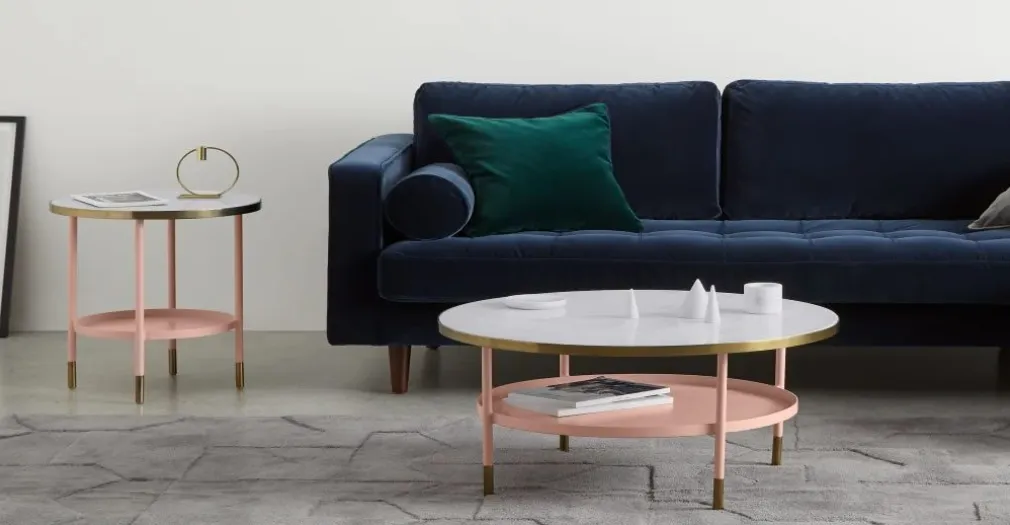 Mesa de Centro Fox – Rosa y Metal