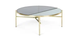 Mesa de Centro Stanley – Acero Dorado y Vidrio