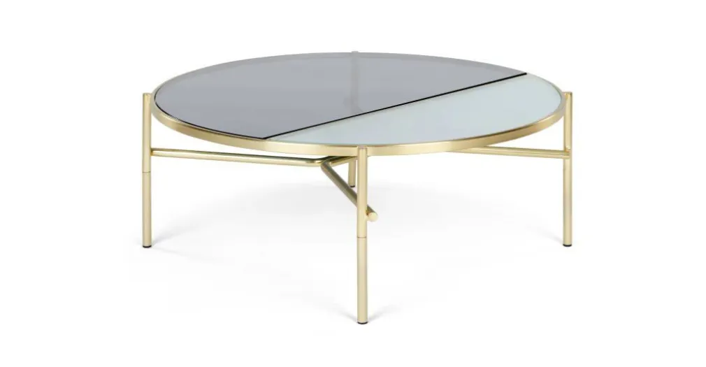Mesa de Centro Stanley – Acero Dorado y Vidrio