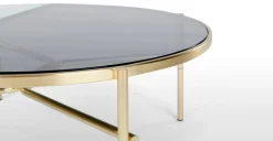 Mesa de Centro Stanley – Acero Dorado y Vidrio