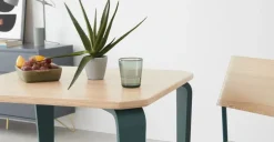 Mesa de Comedor Compacta Alma – Azul Cerceta y Fresno
