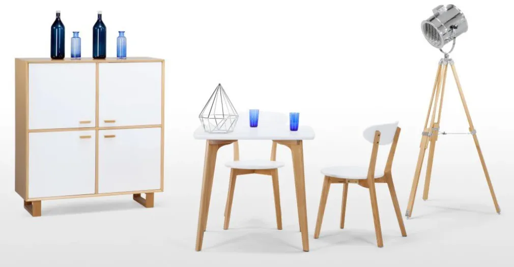 Mesa de Comedor Cuadrada Fjord – Roble y Blanco