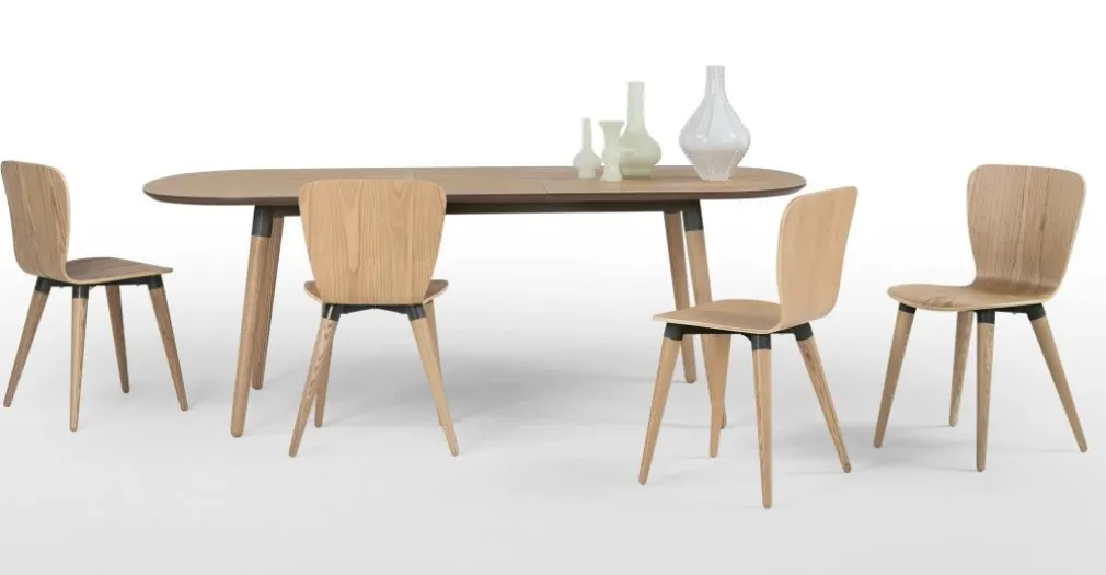 Mesa de Comedor Ovalada Edelweiss – Nogal Claro y Negro