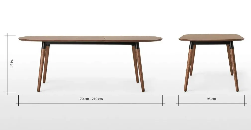 Mesa de Comedor Ovalada Edelweiss – Nogal y Negro