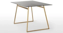 Mesa de Comedor Rectangular Haku – Metal y Cristal Ahumado