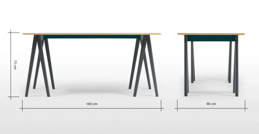 Mesa de Comedor Rectangular Hurst – Roble y Gris