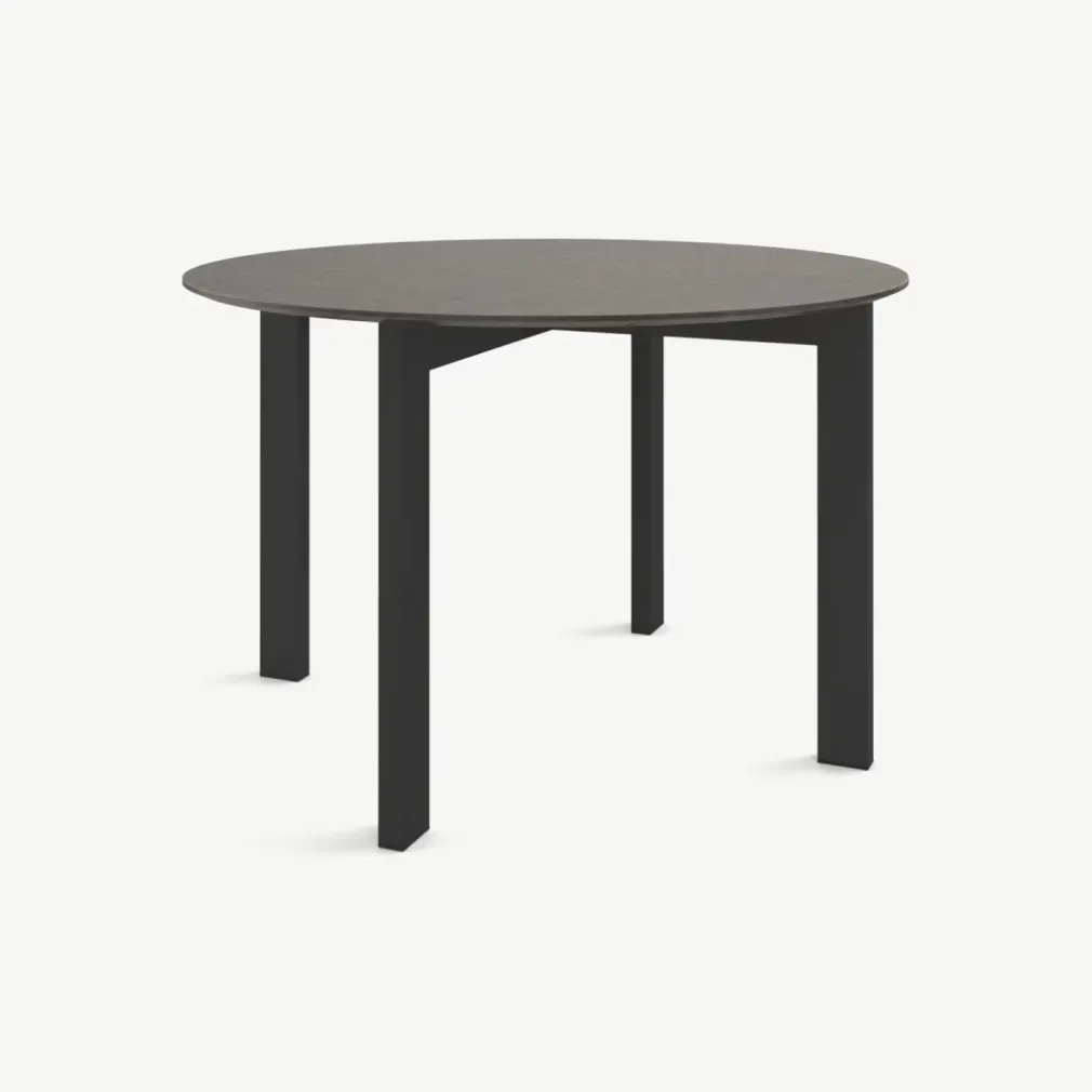 Mesa de Comedor Redonda 4 Asientos Niven – Gris y Negro