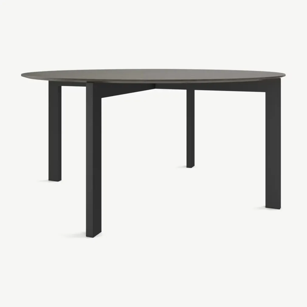 Mesa de Comedor Redonda 8 Asientos Niven – Gris y Negro