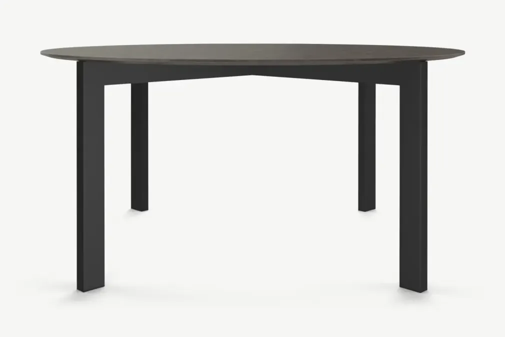 Mesa de Comedor Redonda 8 Asientos Niven – Gris y Negro