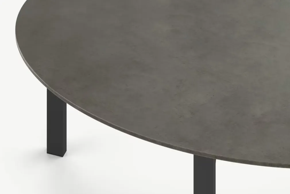 Mesa de Comedor Redonda 8 Asientos Niven – Gris y Negro