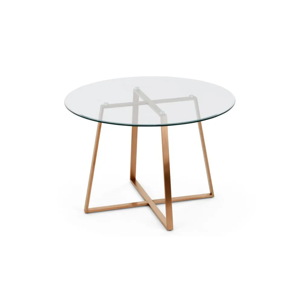 Mesa de Comedor Redonda Grande Haku – Cobre y Cristal