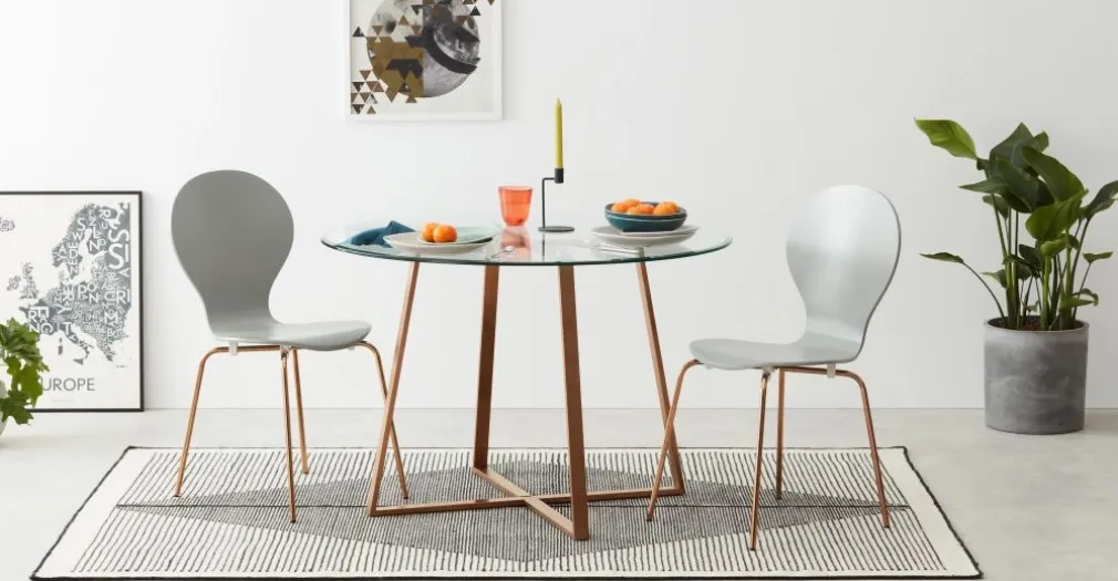 Mesa de Comedor Redonda Grande Haku – Cobre y Cristal
