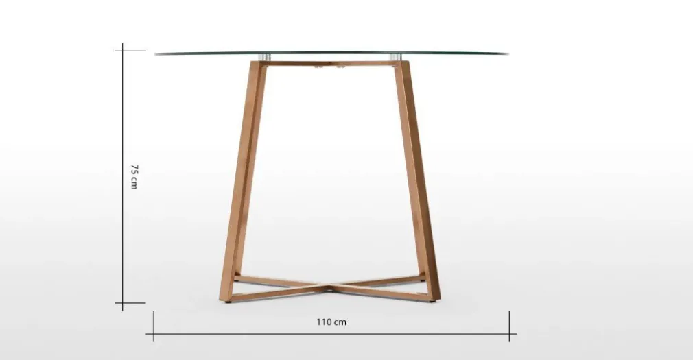 Mesa de Comedor Redonda Grande Haku – Cobre y Cristal