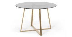 Mesa de Comedor Redonda Grande Haku – Metal y Cristal Ahumado