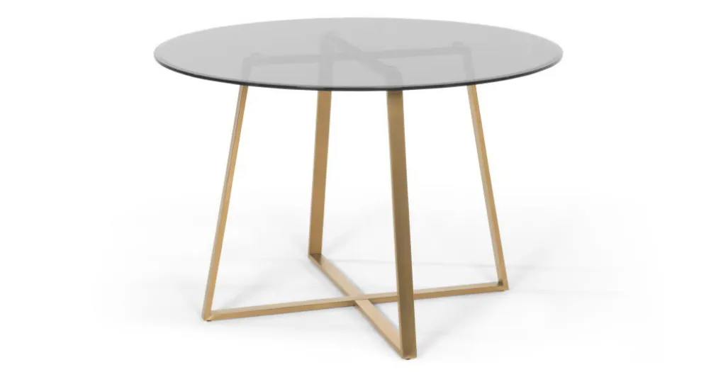 Mesa de Comedor Redonda Grande Haku – Metal y Cristal Ahumado