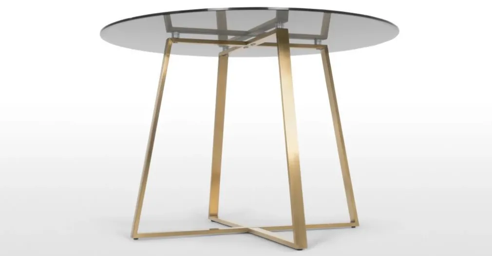 Mesa de Comedor Redonda Grande Haku – Metal y Cristal Ahumado